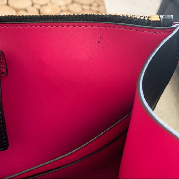 Kate Spade Black Sweetheart Pink Kyra Arbour Hill Leather Tote Bag - Picture 10 of 14